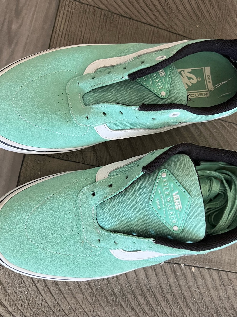 Vans Mint Green Low-Top Sneakers with White Side Stripe
